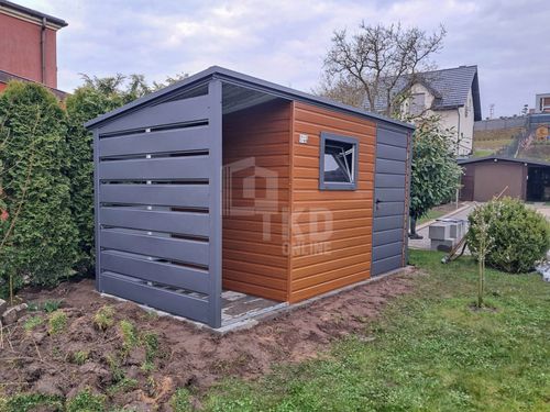 Schowek domek ogrodowy 2,5x2m + wiata 0,5m drzwi okno dach TKD366 na Arena.pl