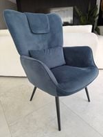 FOTEL GRANATOWY WELUROWY NA CZARNYCH NOGACH FW3