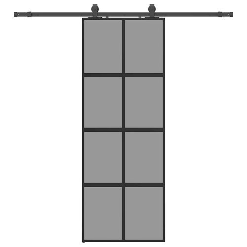 Drzwi przesuwne z zestawem okuć czarne 76x205cm szkło hartowane na Arena.pl
