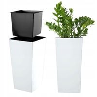 DONICZKA DONICA + WKŁAD 47cm OGRODOWA KWIETNIK WYSOKA BIAŁA POŁYSK