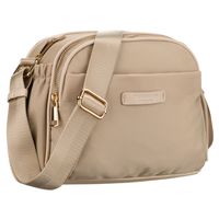 nylonowa, beżowa listonoszka damska z sześcioma dodatkowymi kieszeniami