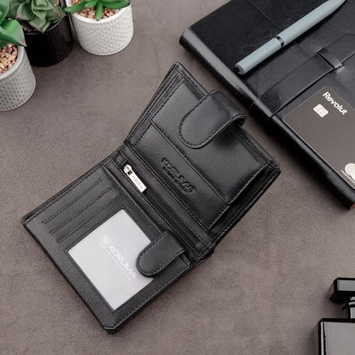 Pojemny PORTFEL MĘSKI Skórzany Pionowy OCHRONA RFID BLOCK Karty | na Arena.pl