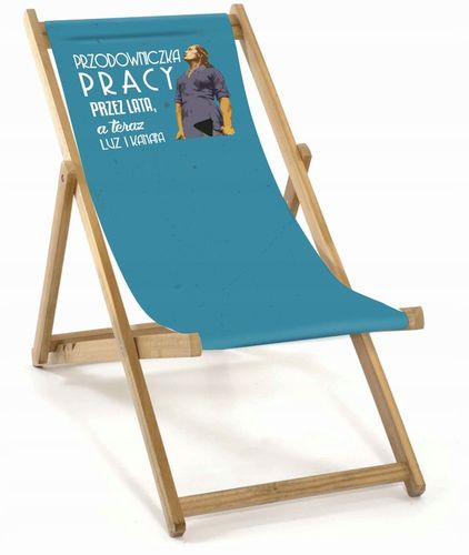 LEŻAK DREWNIANY OGRODOWY Z NADRUKIEM SKŁADANY MATERIAŁ WYTRZYMAŁY na Arena.pl