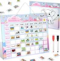 Tablica Magnetyczna Planer Tygodniowy dla Dzieci Różowy Jednorożec 216 Kart