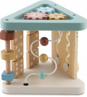 Zabawka drewniana sensoryczna kostka edukacyjna manipulacyjna trójkąt