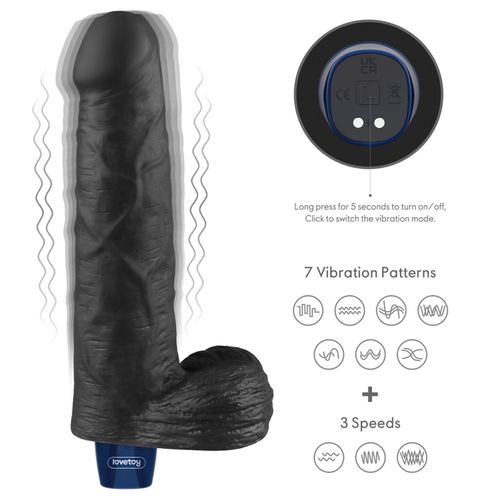 9" Real Softee Rechargeable Tpe Vibrating Dildo(Black) na Arena.pl