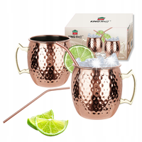 Zestaw kubków Moscow Mule, 2×500 ml, ze słomką KINGHOFF