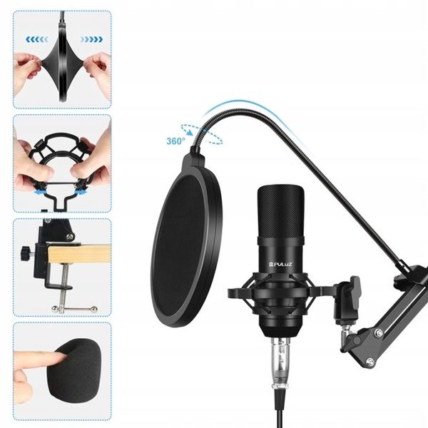 Mikrofon Studyjny Pojemnościowy USB PULUZ Gaming Studio Broadcast Pop Filtr zdjęcie 3