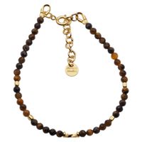 Bransoletka - Tygrysie Oko fasetowane kulki i srebro złocone