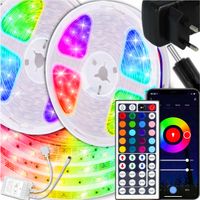 2X TAŚMA LED RGB 10M KOLOROWA WODOODPORNE LEDY PILOT BLUETOOTH PREMIUM