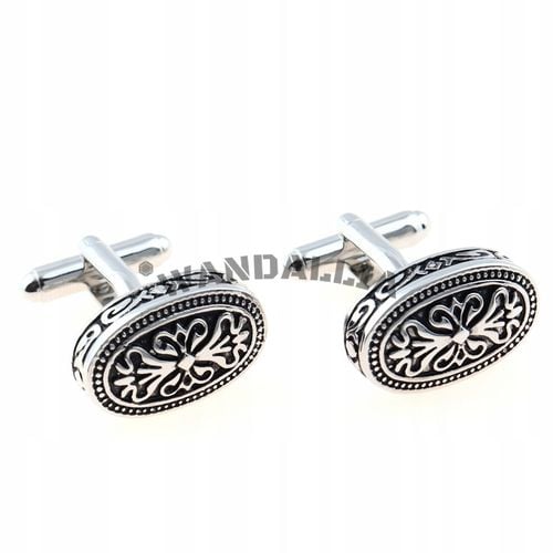 WANDALLIA Spinki do mankietów SP-MN-455 Owalne Srebrne Klasyczne Męskie na Arena.pl