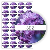 NAKLEJKI etykietki bzowe kwiat bzu kolorowe mydła świece olejki 24szt.