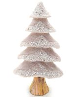 CHOINKA Z BROKATEM DEKORACJA GLAMOUR FUTERKO 38 cm SZARA