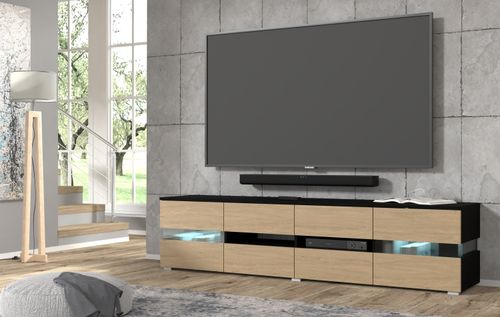 Szafka RTV VIPER 186 cm czarny mat / dąb stone na Arena.pl