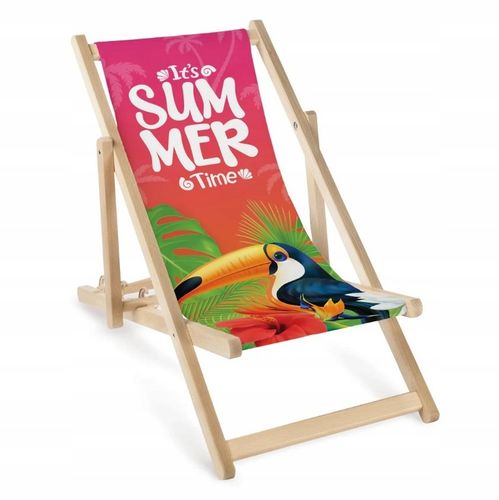LEŻAK DZIECIĘCY DREWNIANY SUMMER TIME Wielokolorowy z Regulowanym Oparciem na Arena.pl