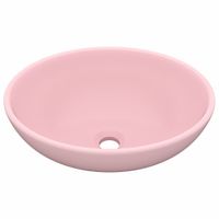 Luksusowa, owalna umywalka, matowy róż, 40x33 cm, ceramiczna