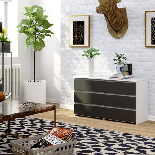 Komoda do sypialni, STILO, 100x35x57 cm, biały, grafit, mat | TYLETEGOTU na Arena.pl
