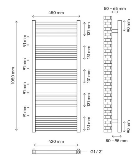 GRZEJNIK ŁAZIENKOWY HALFA1 BIAŁY 105X45CM CO na Arena.pl
