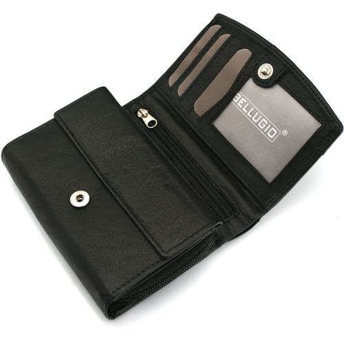 skórzany portfel damski bellugio - czarny na Arena.pl