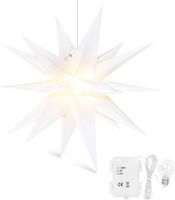 Gwiazda Betlejemska 3D na Choinkę 45cm LED z Timerem Biała PVC Wodoodporna