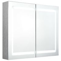 Szafka łazienkowa z lustrem i LED, szarość betonu, 80x12x68 cm