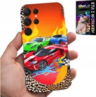 ETUI DO SAMSUNG GALAXY S24 ULTRA - DLA DZIECI, SAMOCHODY WYŚCIGOWE + SZKŁO