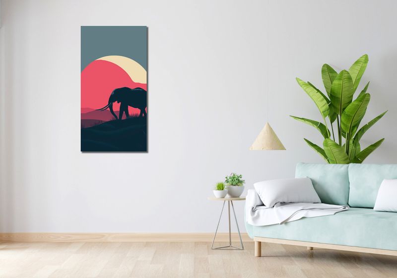 Obraz 50x100cm Słoń przy Czerwieni zdjęcie 2