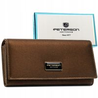 Portfel damski Peterson ze skóry naturalnej bigiel zatrzask z RFID prezent