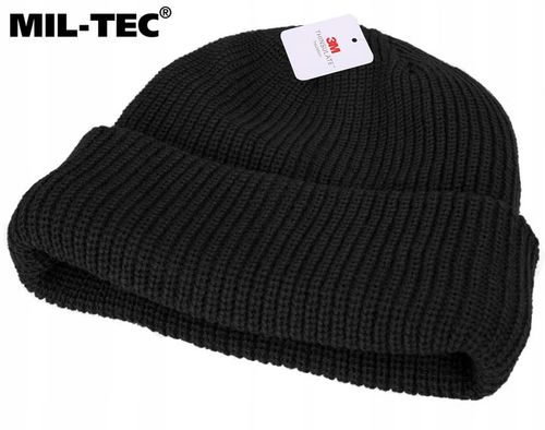 CZAPKA ZIMOWA WOJSKOWA MIL-TEC OCIEPLINA 3M THINSULATE CIEPŁA CZARNA na Arena.pl