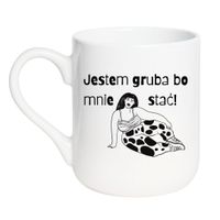 KUBEK „JESTEM GRUBA, BO MNIE STAĆ!” Wzór - Elegant Coffee 330 ml