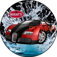 Opłatek na tort Urodziny 18 30 40 Bugatti Auto Samochód Logo Tekst Gratis