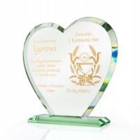 SZKLANA statuetka SERCE PREZENT na I KOMUNIĘ PAMIĄTKA KOMUNII CHŁOPCA