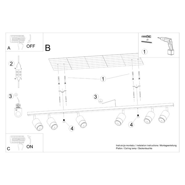 Plafon NERO 6 czarny/chrom zdjęcie 5