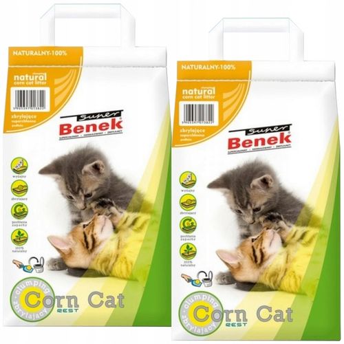 ŻWIREK DLA KOTA KUKURYDZIANY ZBRYLAJĄCY NATURALNY SUPER BENEK CORN CAT 14L na Arena.pl
