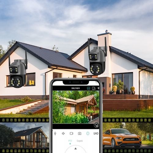 PODWÓJNA OBROTOWA KAMERA WIFI SMART ZEWNĘTRZNA 8MPX UHD DETEKCJA ALARM PUSH na Arena.pl