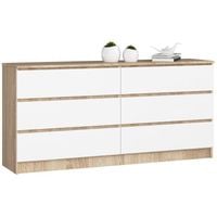 Komoda do sypialni, STILO, 6 szuflad, 160x40x77 cm, dąb  | TYLETEGOTU