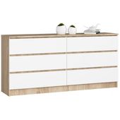 Komoda do sypialni, STILO, 6 szuflad, 160x40x77 cm, dąb  | TYLETEGOTU