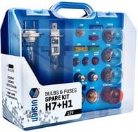 ZESTAW ŻARÓWEK ZAPASOWYCH H1 + H7 +17 ELEMENTÓW ZASOBNIK ŻARÓWKI W5W PY21W