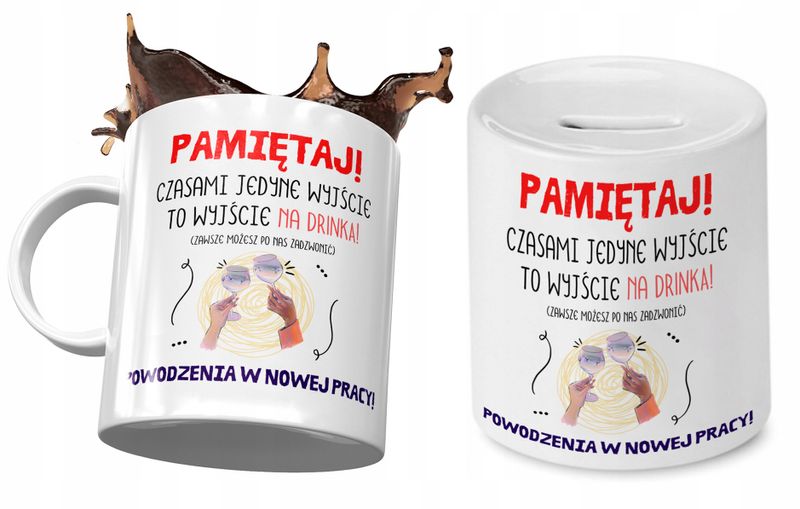 Pożegnanie Z Pracy Zestaw Kubek + Skarbonka Z Nadrukiem Ze Zdjęciem zdjęcie 1