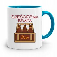 Kubek Błękitny Prezent Dla Brata Szesciopak Brata Z Nadrukiem Ze Zdjęciem