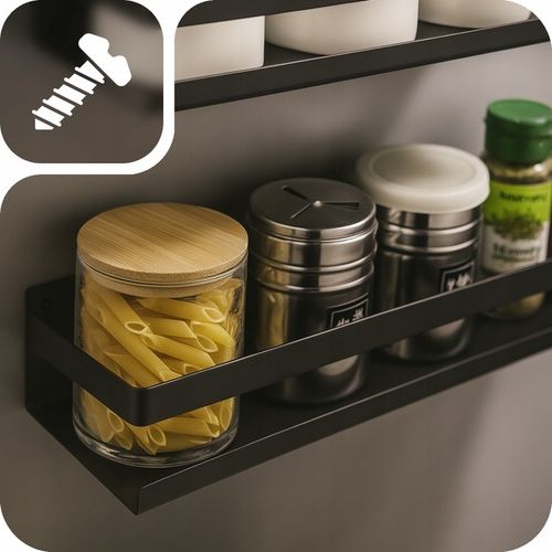 PÓŁKA ŁAZIENKOWA NA KOSMETYKI KUCHENNA CZARNA NA ŚCIANĘ XL 30cm LOFT na Arena.pl