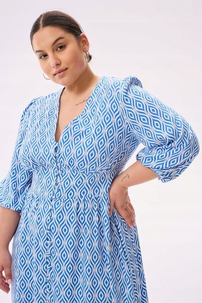 Blue shadow urocza sukienka TINA 42 niebieski wzór boho wiskoza zdjęcie 6