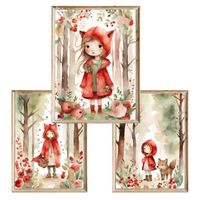 Zestaw trzech plakatów dla dzieci Czerwony Kapturek