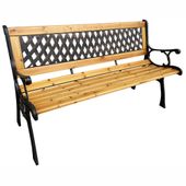 Ławka ogrodowa parkowa MIRT żeliwna drewniana 125x73x52 cm Brązowa