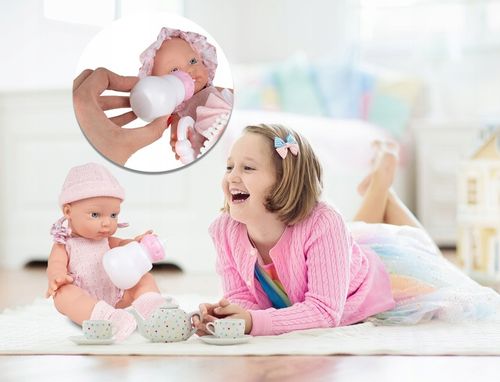 LALKA BOBAS NIEMOWLAK ŚLICZNA RÓŻOWE UBRANKO BUTELKA AKCESORIA DLA DZIECI na Arena.pl