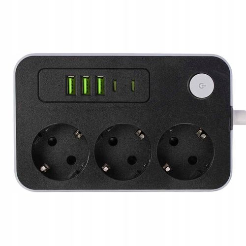 Przedłużacz Listwa zasilająca 3 metry 3 gniazda 5x ładowarka USB USB-C na Arena.pl