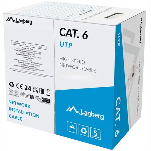 KABEL PRZEWÓD SIECIOWY LAN SKRĘTKA RJ45 U/UTP KAT.6 CAT 50M DRUT LANBERG na Arena.pl