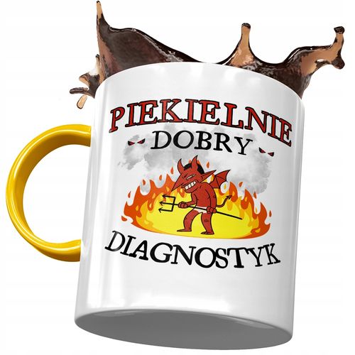 Kubek Żółty Dla Diagnostyka Piekielnie Dobry Z Nadrukiem Ze Zdjęciem na Arena.pl