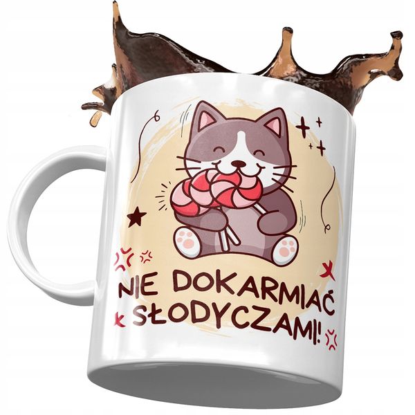 Kubek Śmieszny Zabawny Nie Dokarmiać Słodyczami Z Nadrukiem Ze Zdjęciem zdjęcie 1