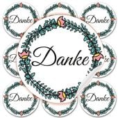 Naklejki DANKE ozdobne 10 sztuk na prezenty